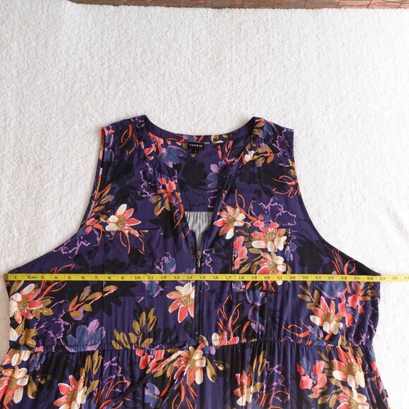 Torrid Sz 5 Navy Floral V Neck Challis Zip-Front Shirt Dress - Picture 9 of 12